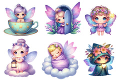 Purple Cute Fairy Clipart Bundle - CraftNest - Digital Crafting and Art