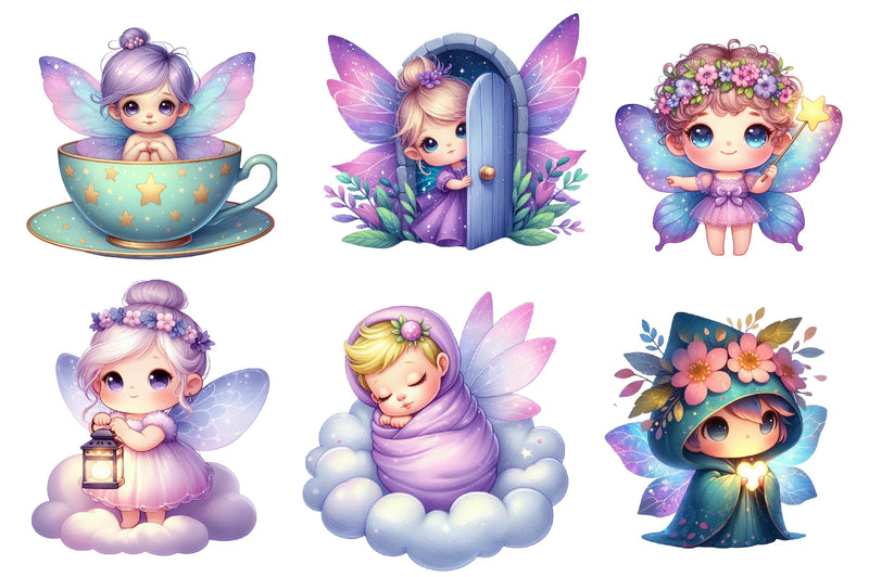 Purple Cute Fairy Clipart Bundle - CraftNest - Digital Crafting and Art