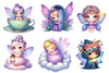 Purple Cute Fairy Clipart Bundle