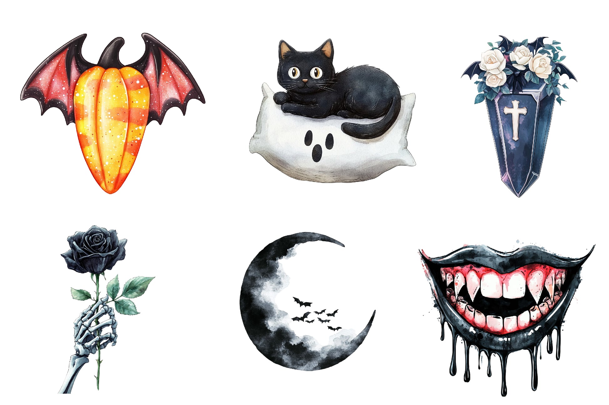 Black White Halloween Clipart Bundle - CraftNest - Digital Crafting and Art
