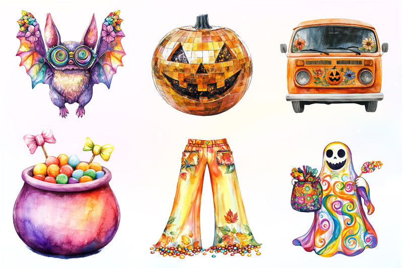 Groovy 70s Halloween Clipart Bundle - CraftNest - Digital Crafting and Art