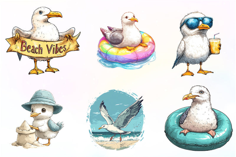 Cute Seagull Clipart Bundle - CraftNest - Digital Crafting and Art