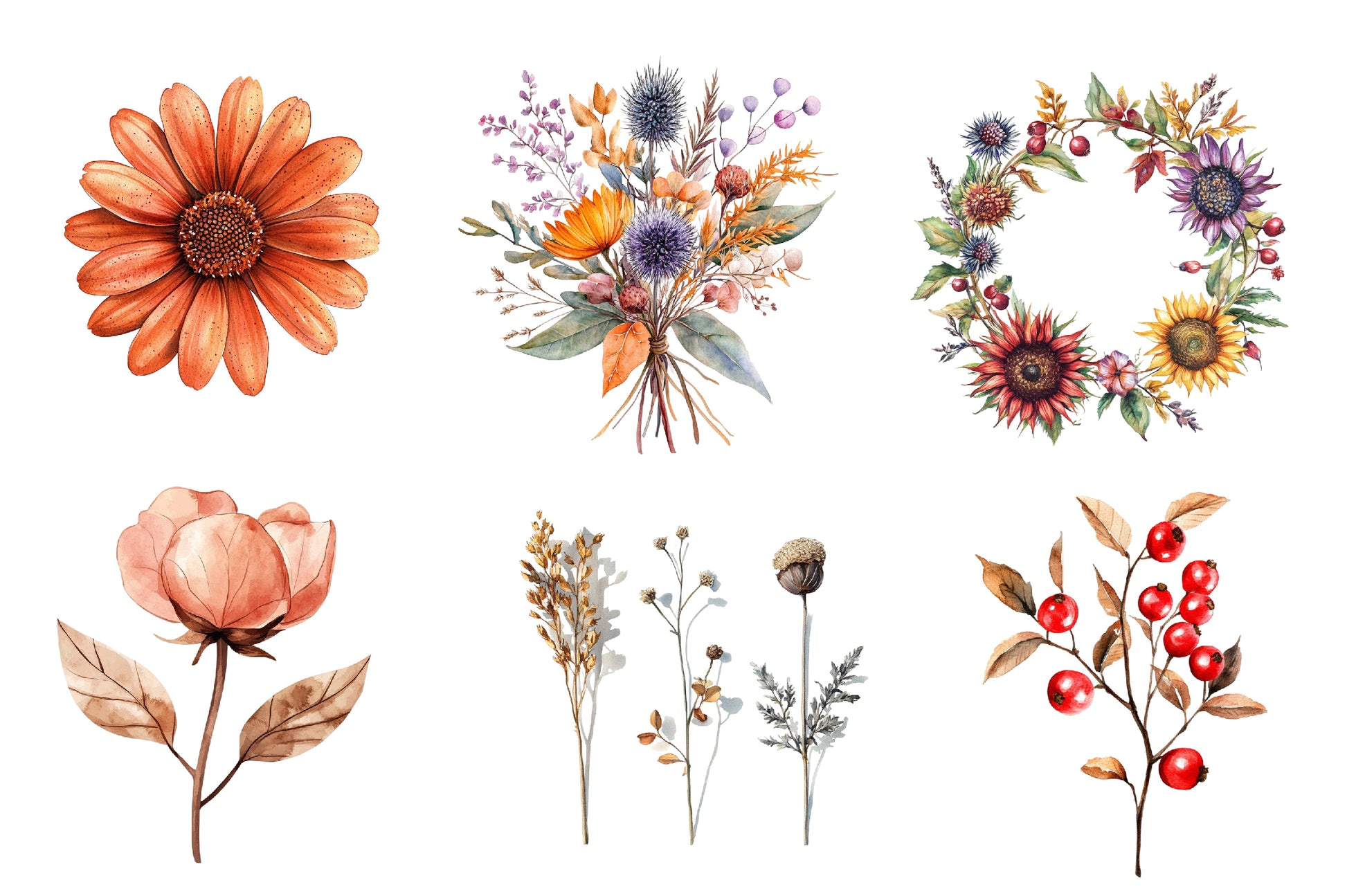 Autumn Wildflowers Clipart Bundle - CraftNest - Digital Crafting and Art