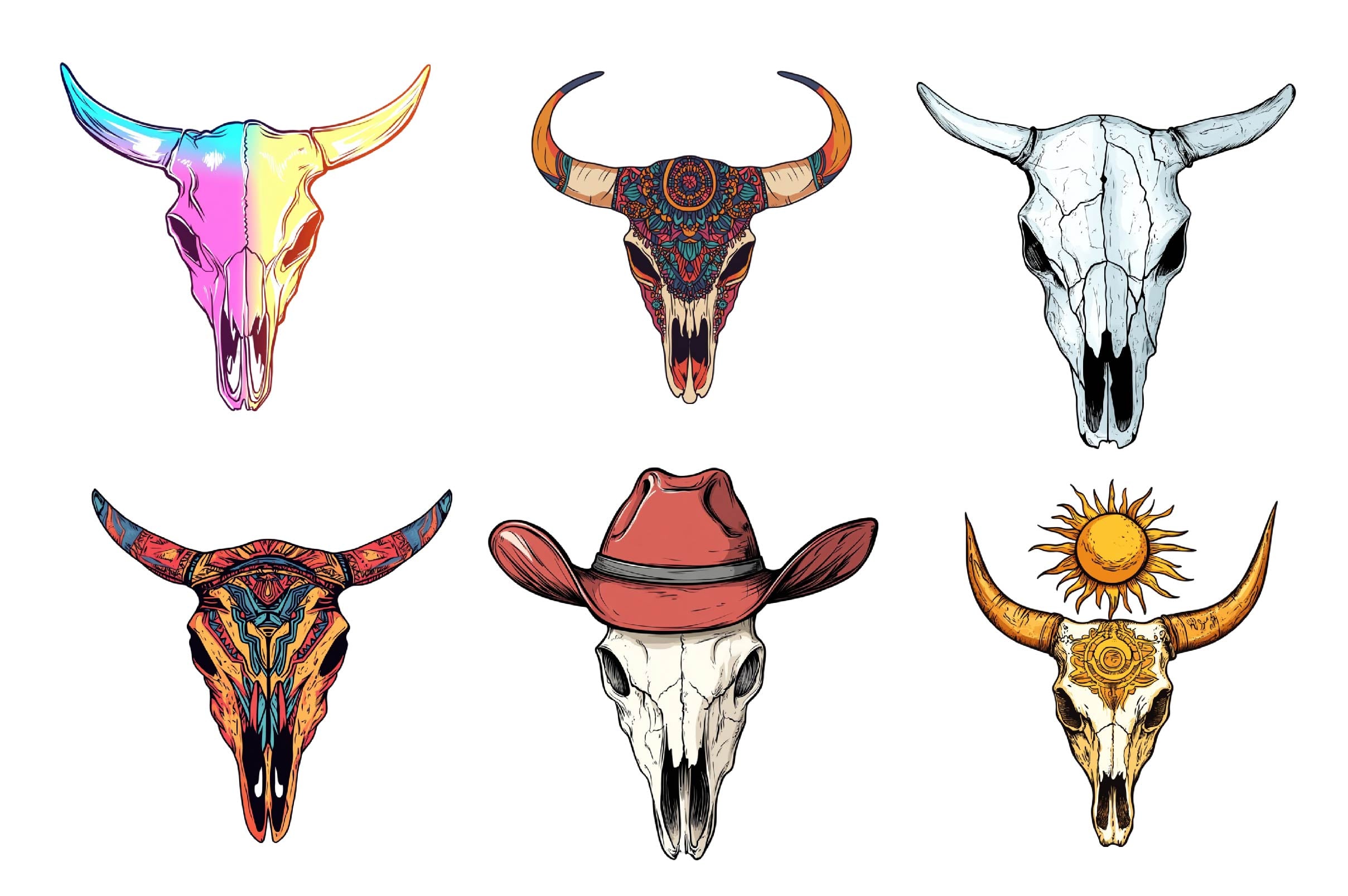 Western Cow Skull Clipart Bundle - CraftNest - Digital Crafting and Art