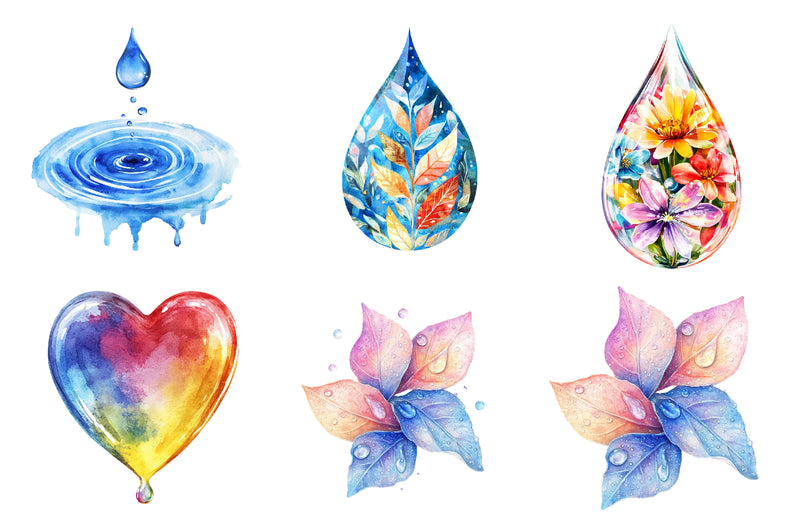 Spring Water Droplets Clipart Bundle - CraftNest - Digital Crafting and Art