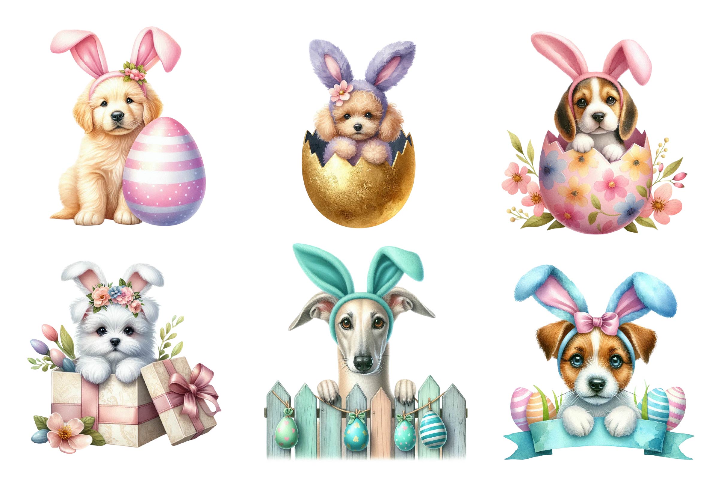 Easter Bunny Costume Peeking Dog Clipart Bundle - CraftNest - Digital Crafting and Art