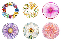 Round Stained Glass Of Birth Month Flowers Clipart Bundle - CraftNest - Digital Crafting and Art