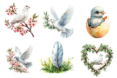 Spring Doves Garden Clipart Bundle - CraftNest - Digital Crafting and Art