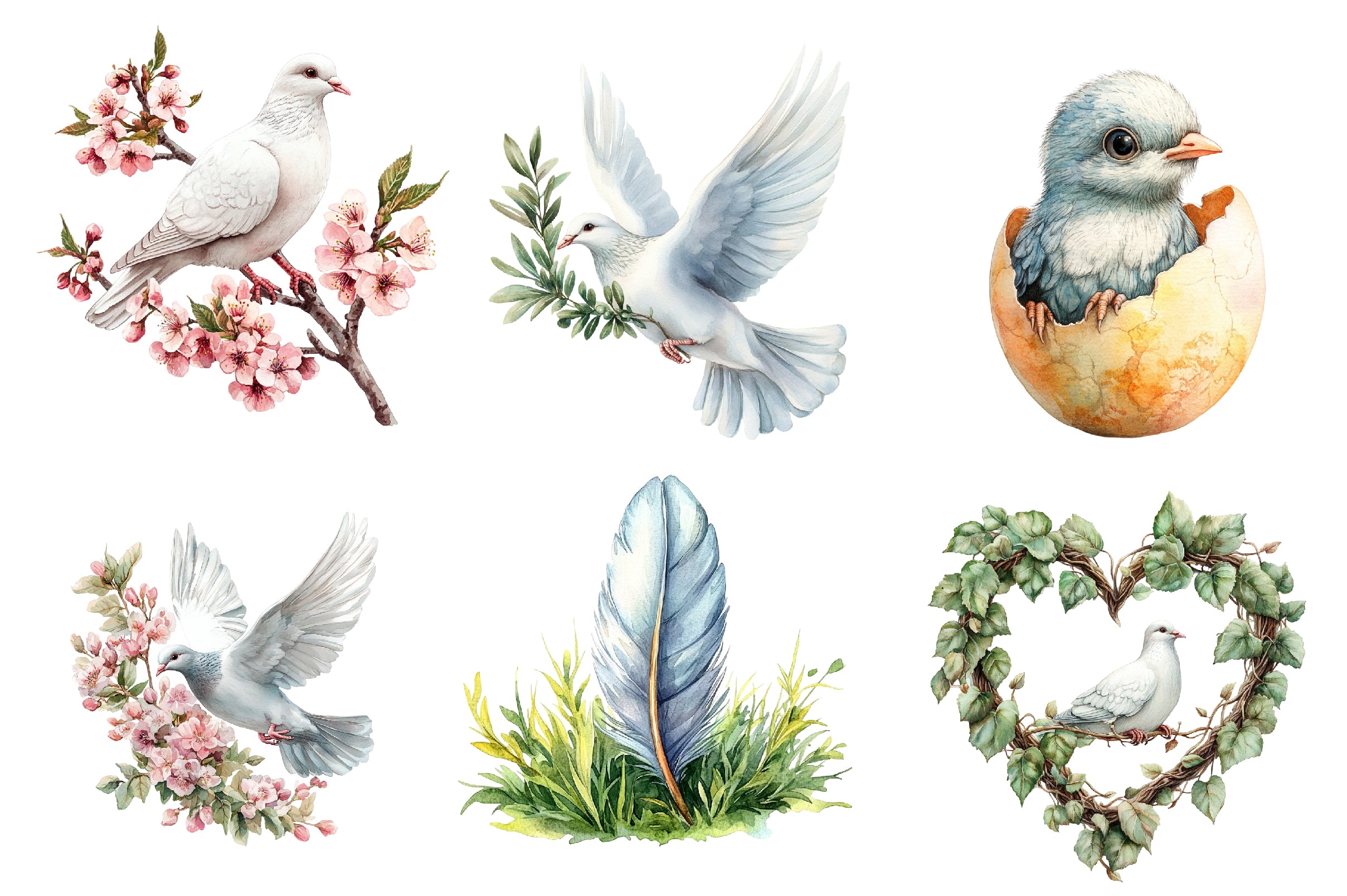 Spring Doves Garden Clipart Bundle - CraftNest - Digital Crafting and Art