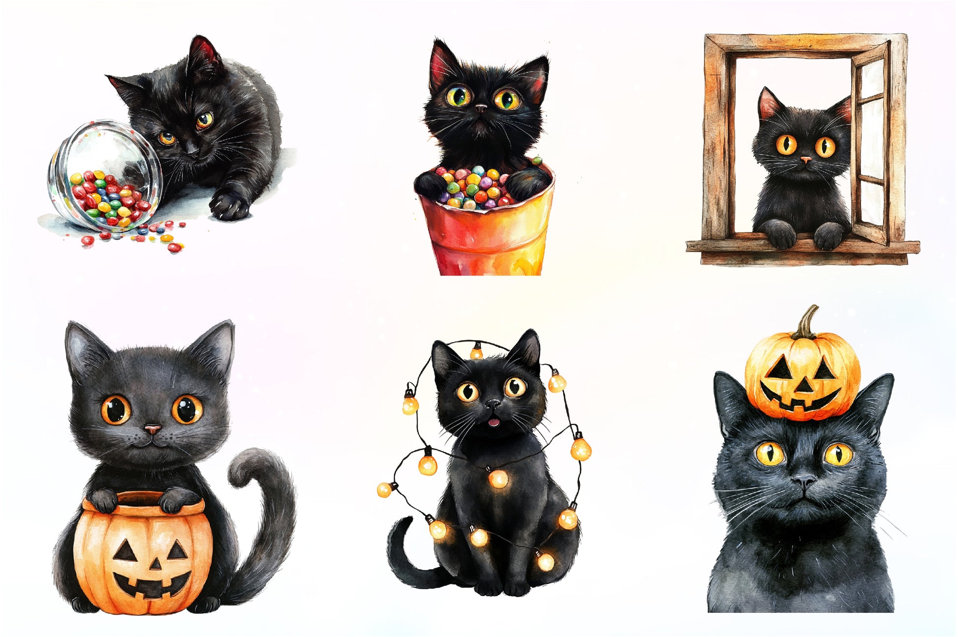 Funny Halloween Black Cat Clipart Bundle - CraftNest - Digital Crafting and Art