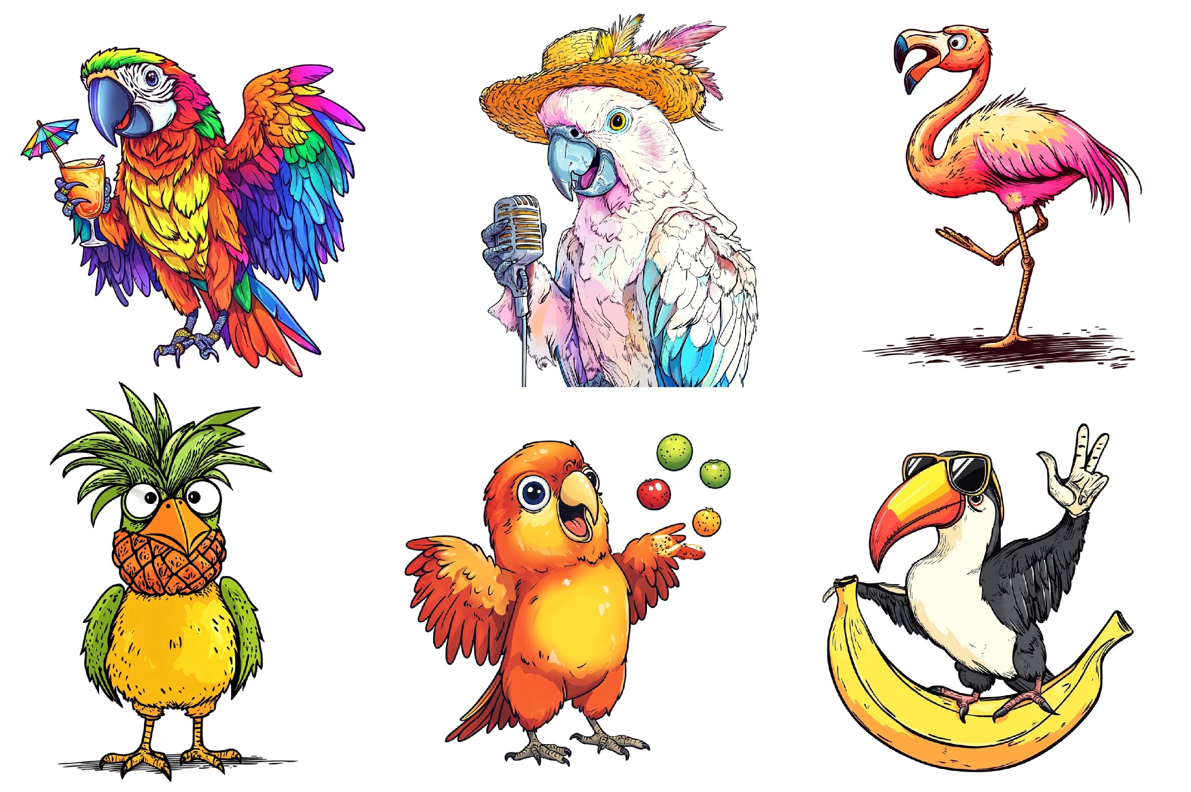 Funny Tropical Bird Clipart Bundle - CraftNest - Digital Crafting and Art