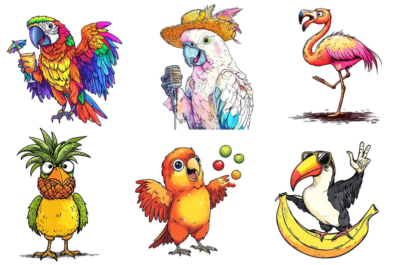 Funny Tropical Bird Clipart Bundle - CraftNest - Digital Crafting and Art