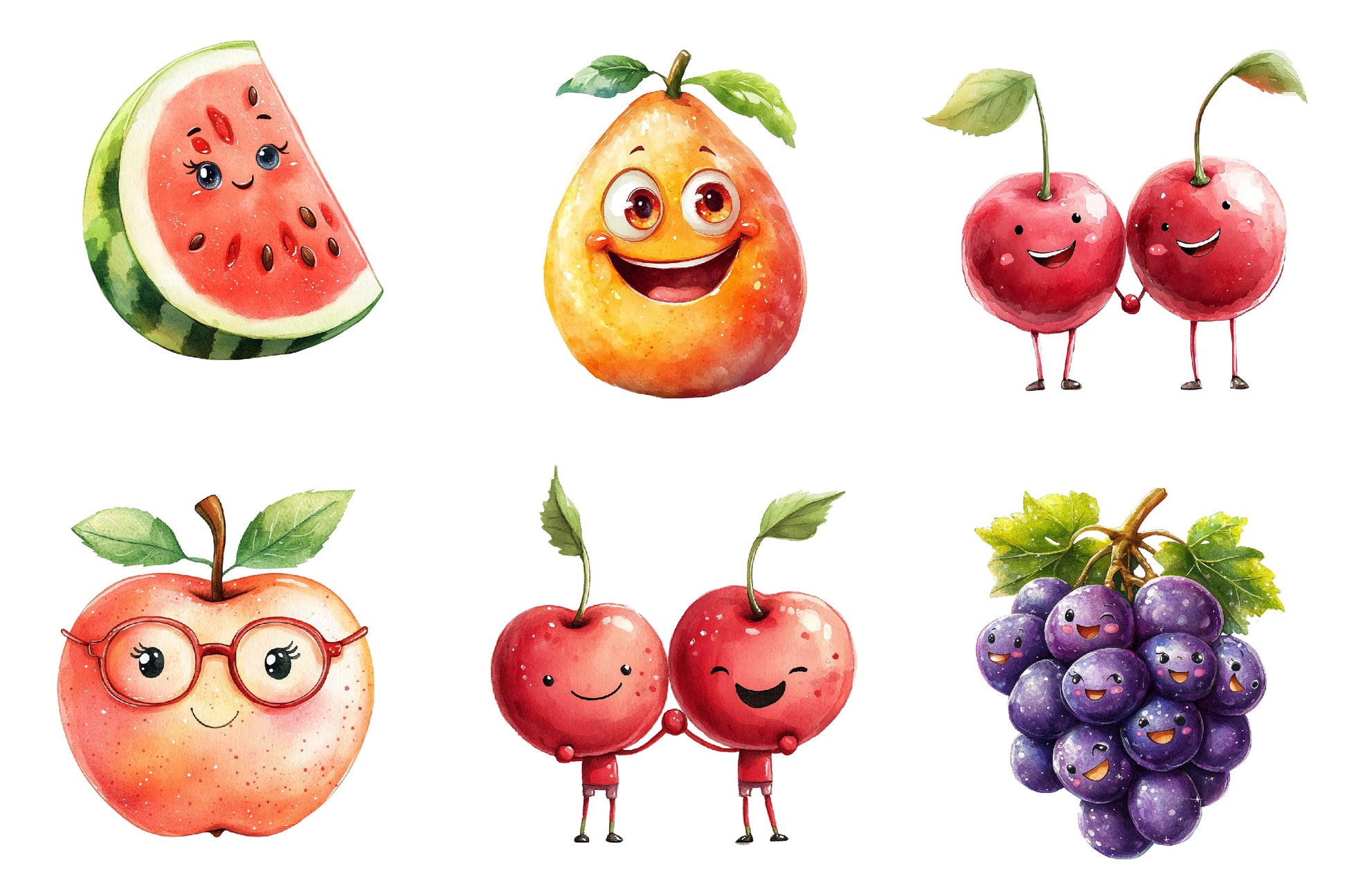 Cute Fruit Kawaii Fruits Clipart Bundle - CraftNest - Digital Crafting and Art