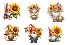 Sunflower Gnomes Clipart Bundle 1 - CraftNest - Digital Crafting and Art