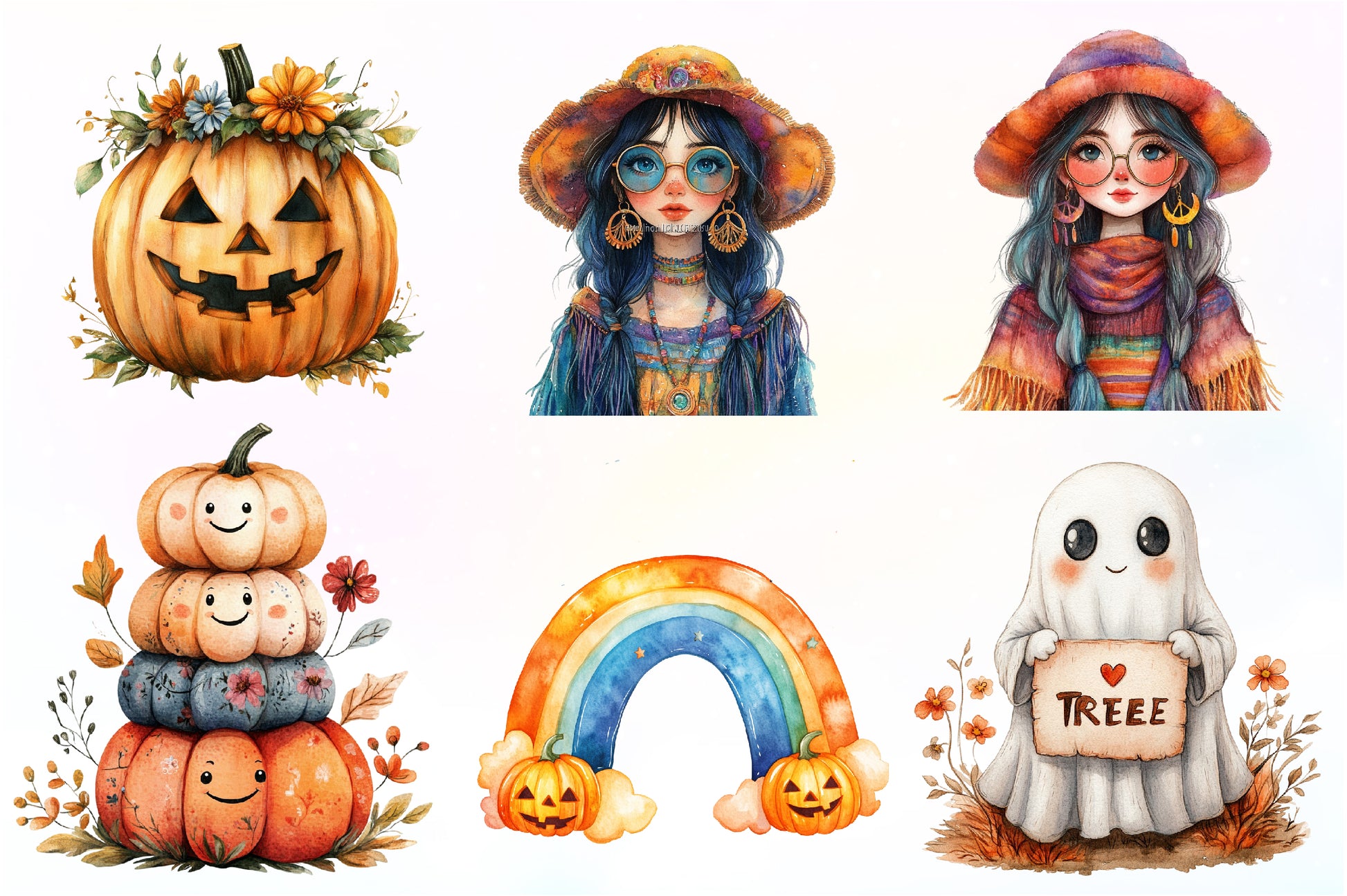 Cute Retro Halloween Clipart Bundle - CraftNest - Digital Crafting and Art