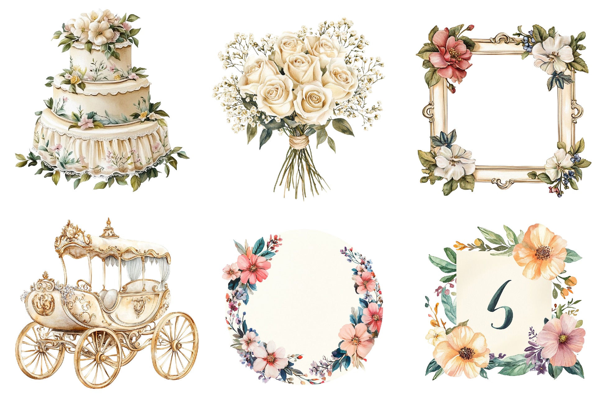 Antique Ivory Wedding Clipart Bundle - CraftNest - Digital Crafting and Art