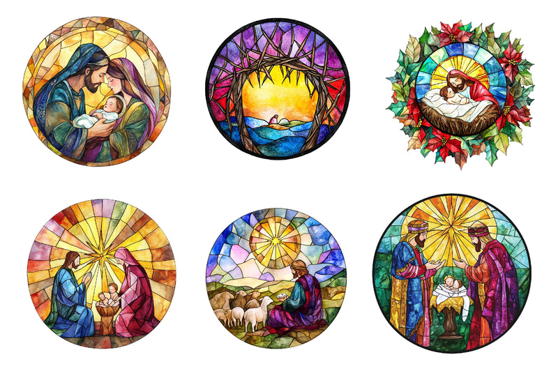 Round Stained Glass Nativity Clipart Bundle - CraftNest - Digital Crafting and Art