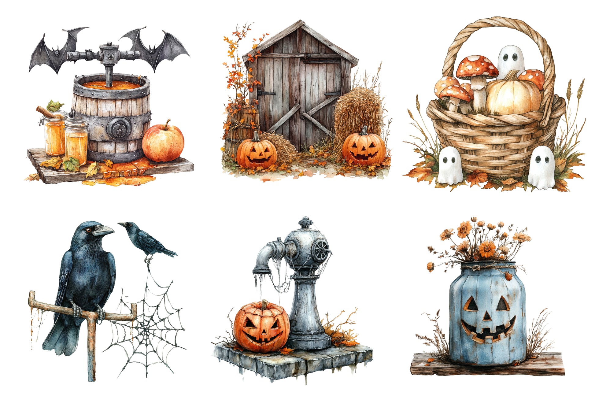 Antique Farming In Halloween Clipart Bundle - CraftNest - Digital Crafting and Art