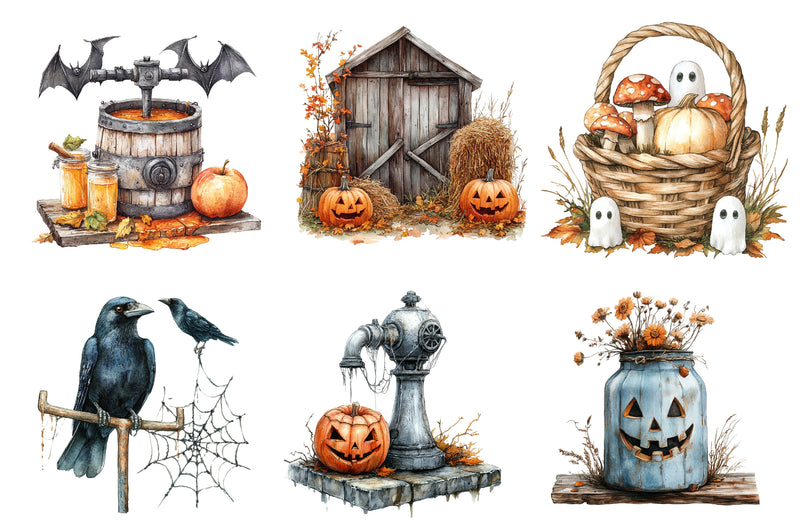 Antique Farming In Halloween Clipart Bundle - CraftNest - Digital Crafting and Art
