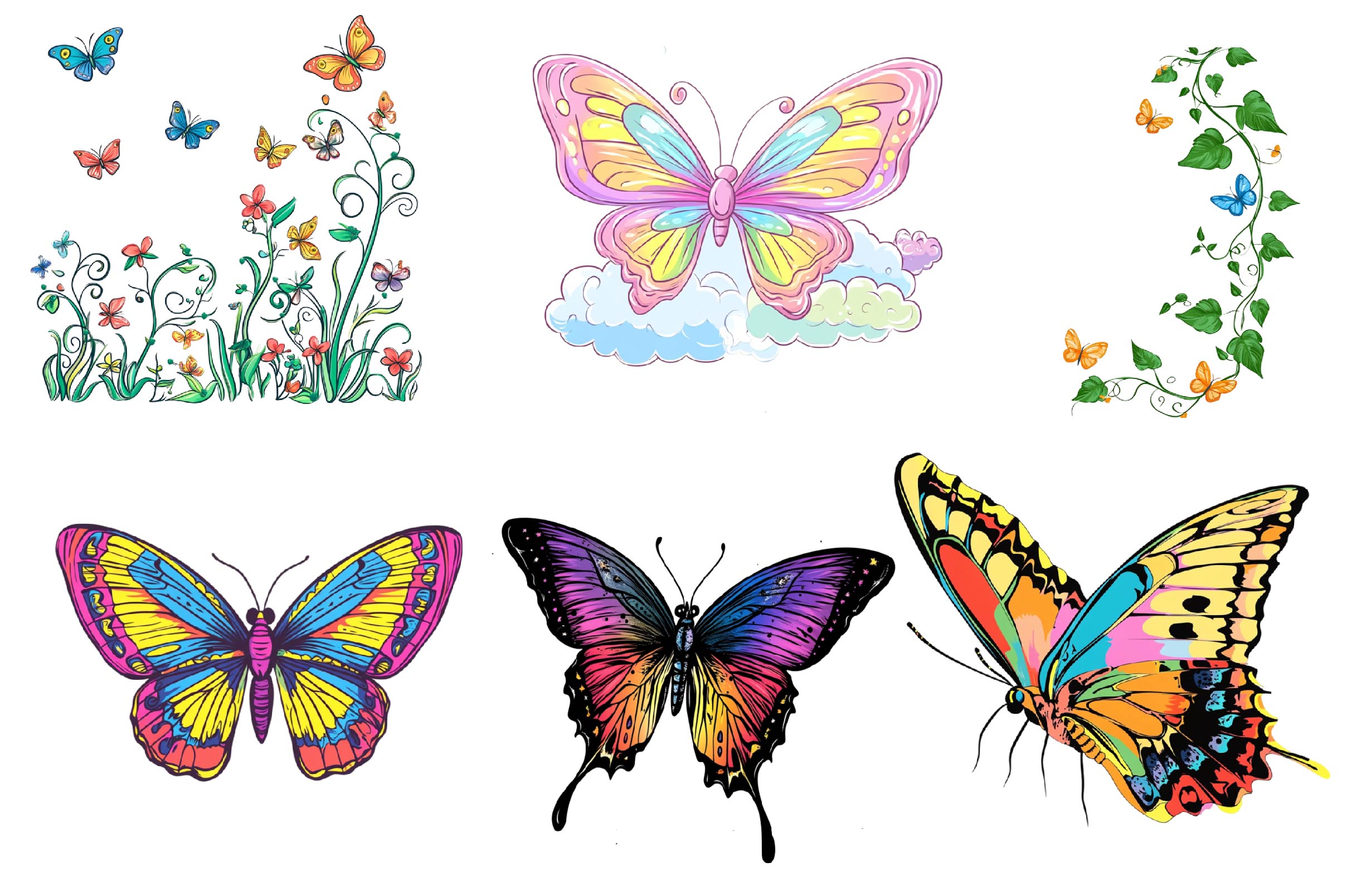 Spring Butterfly Border Clipart Bundle 1 - CraftNest - Digital Crafting and Art