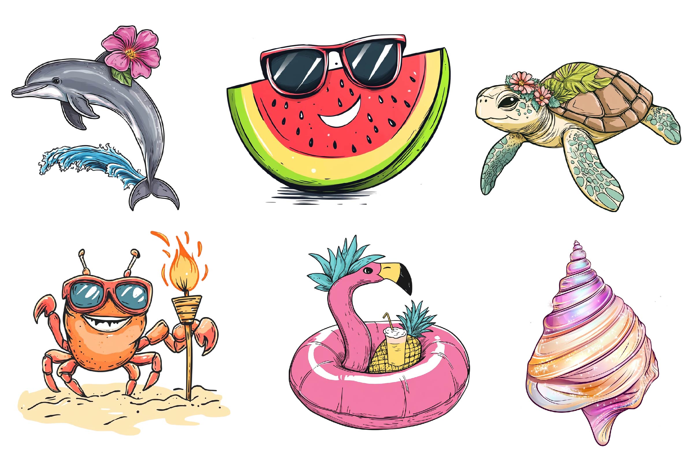 Cute Hawaiian Summer Clipart Bundle - CraftNest - Digital Crafting and Art