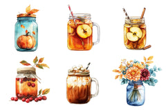 Cute Fall Mason Jars Clipart Bundle - CraftNest - Digital Crafting and Art