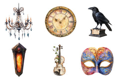 Antique Gothic Halloween Set Clipart Bundle - CraftNest - Digital Crafting and Art