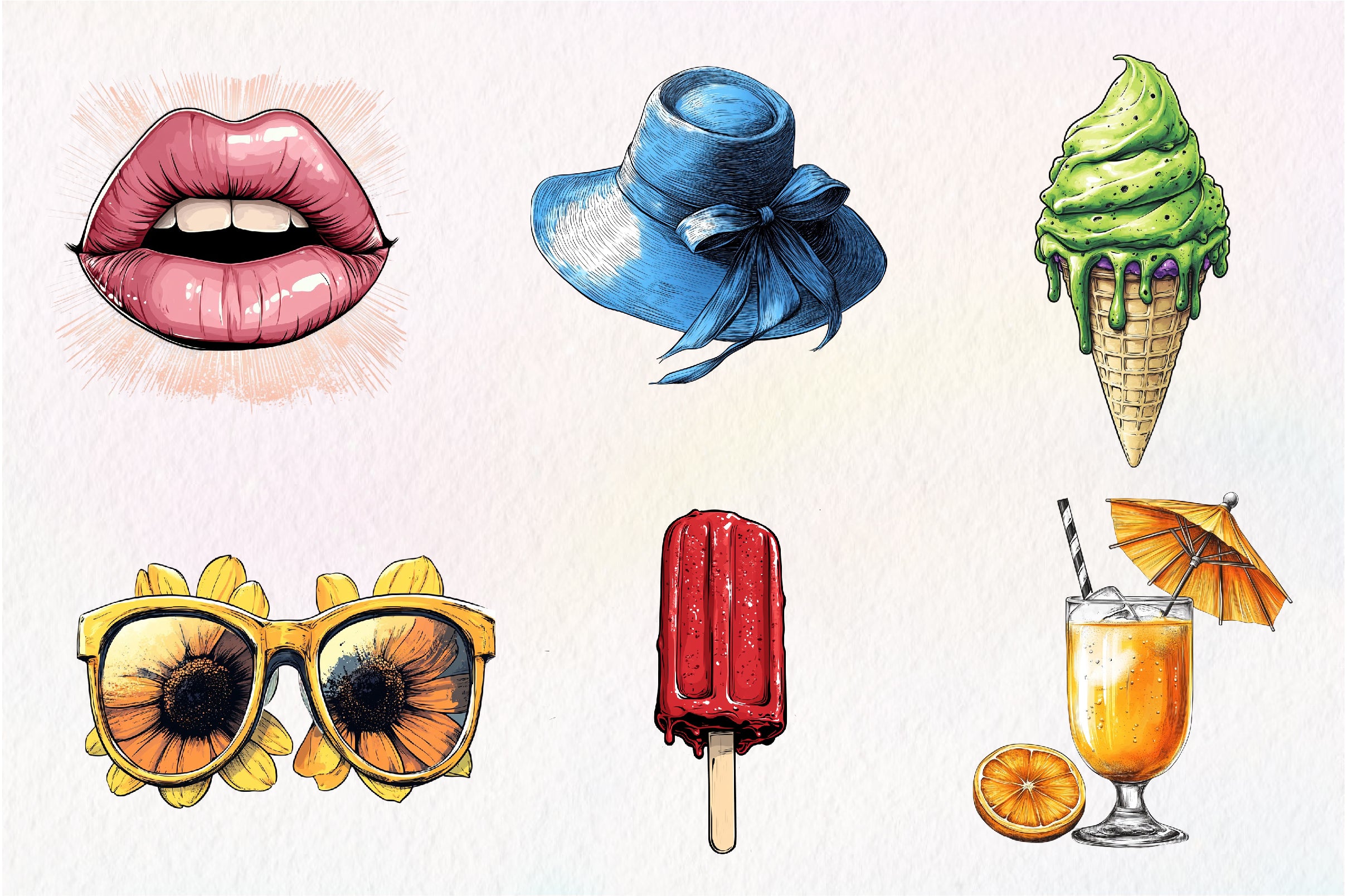 Retro Pop Art Comic Summer Clipart Bundle - CraftNest - Digital Crafting and Art