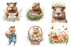Hoppy Easter Capybaras Clipart Bundle - CraftNest - Digital Crafting and Art