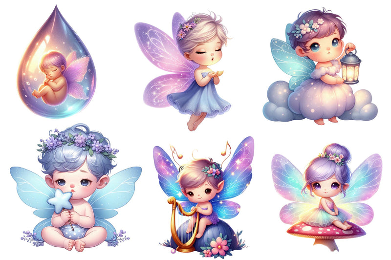 Purple Cute Fairy Clipart Bundle - CraftNest - Digital Crafting and Art
