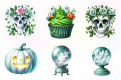 Green & White Halloween Clipart Bundle - CraftNest - Digital Crafting and Art