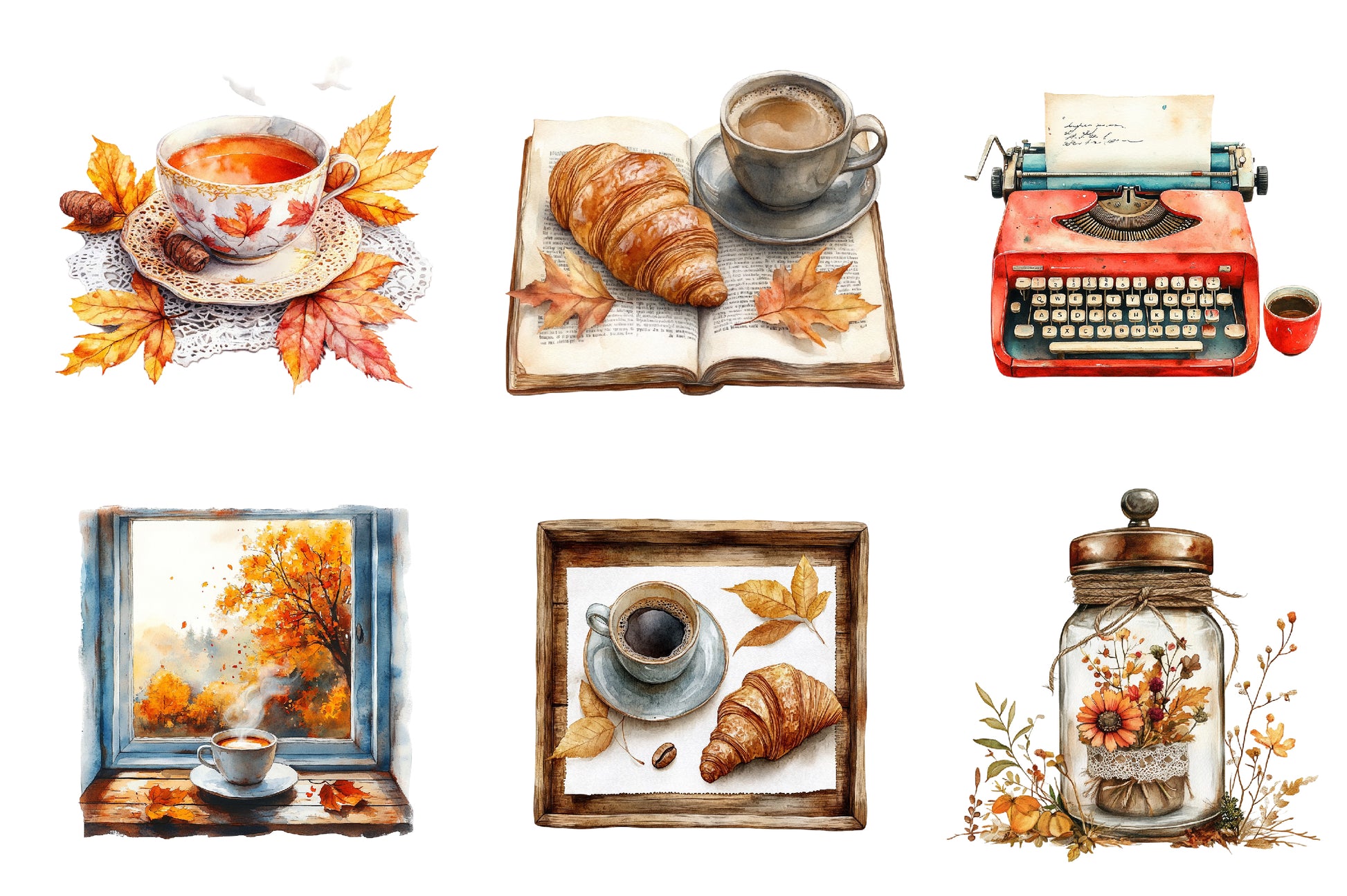 Vintage Autumn Coffee Clipart Bundle - CraftNest - Digital Crafting and Art