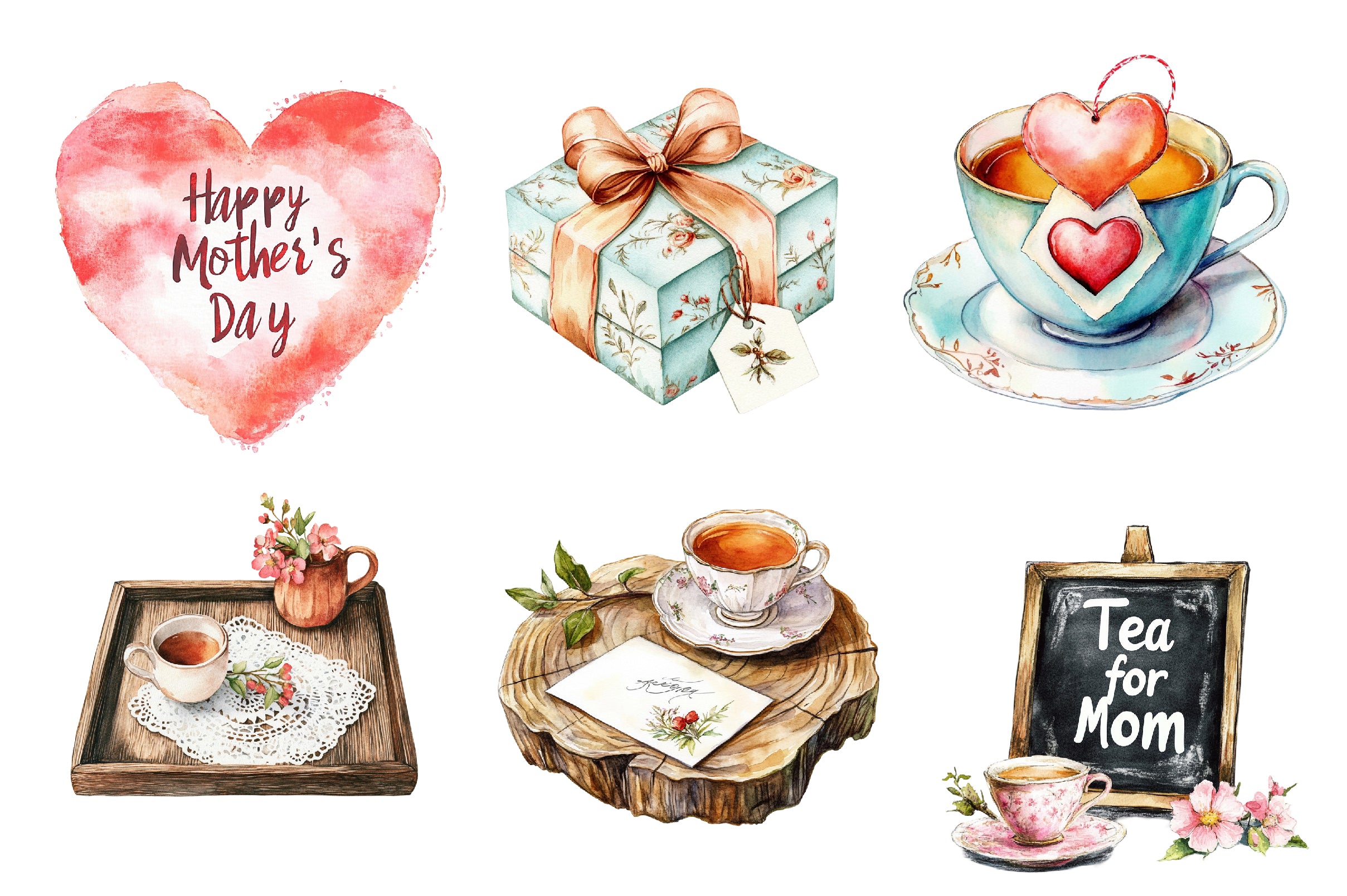 Rustic Tea Salon Mothers Day Clipart Bundle - CraftNest - Digital Crafting and Art