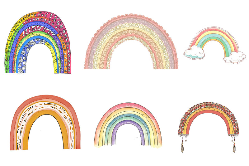 Boho Rainbow Clipart Bundle 1 - CraftNest - Digital Crafting and Art