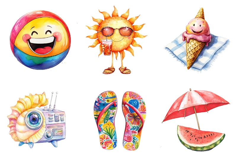 Funny Summer Beach Clipart Bundle - CraftNest - Digital Crafting and Art