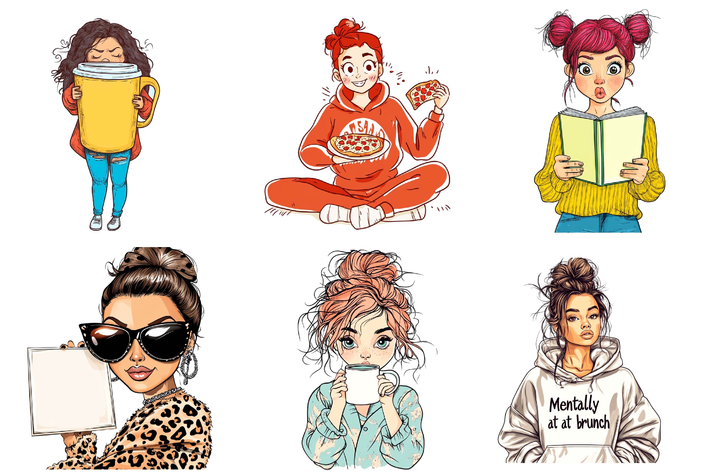 Sarcastic Funny Girl Clipart Bundle - CraftNest - Digital Crafting and Art