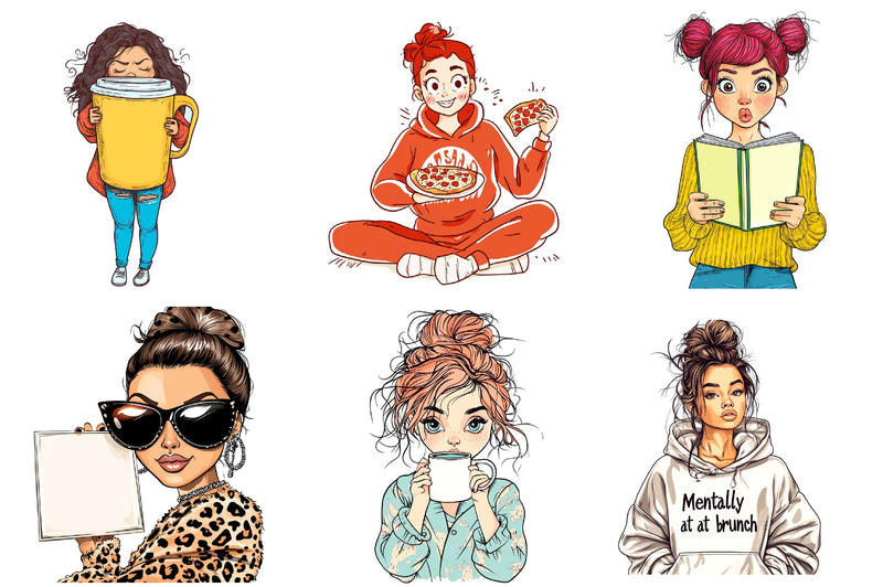 Sarcastic Funny Girl Clipart Bundle - CraftNest - Digital Crafting and Art