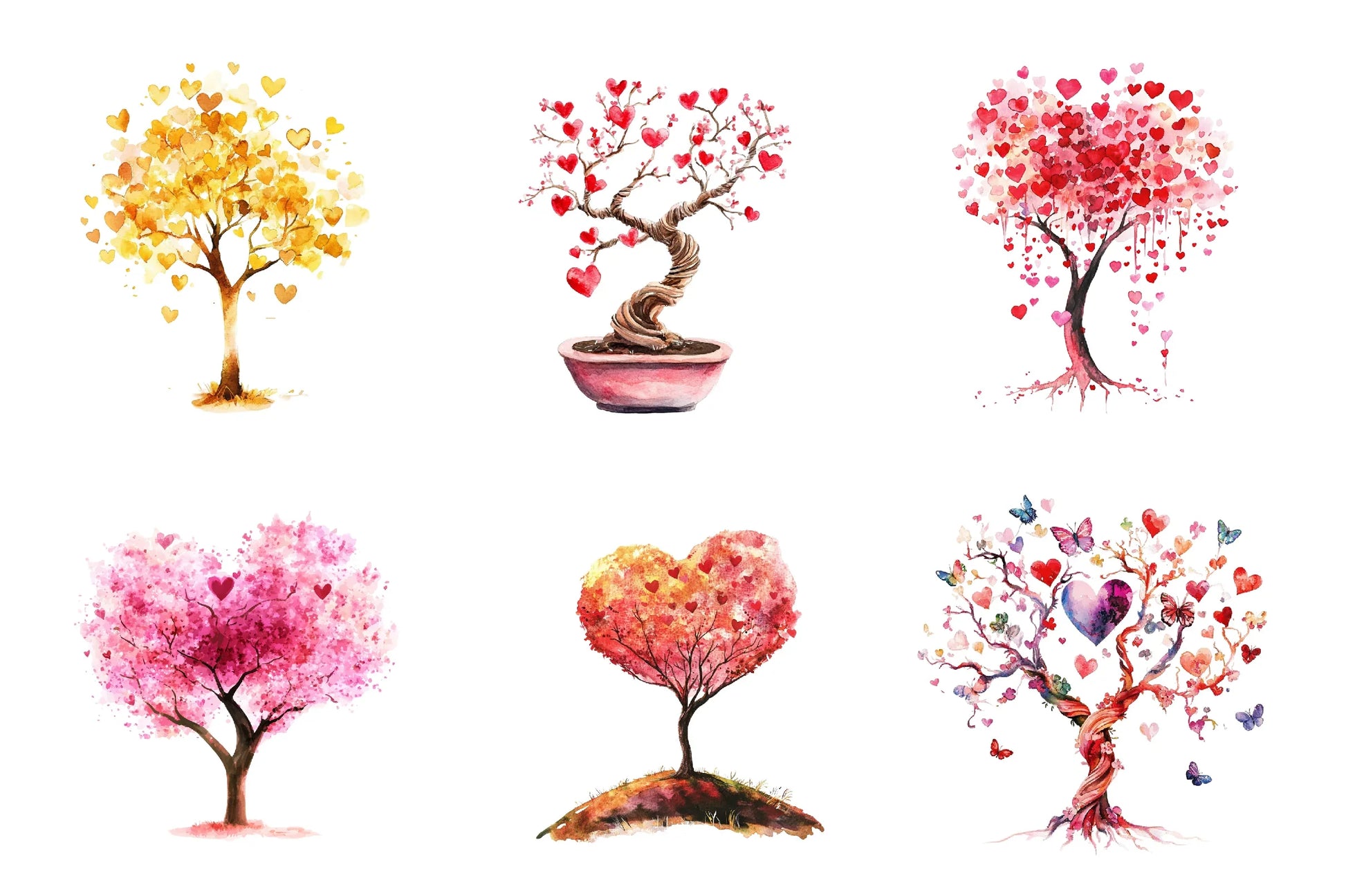 Spring Hearts Tree Clipart Bundle - CraftNest - Digital Crafting and Art