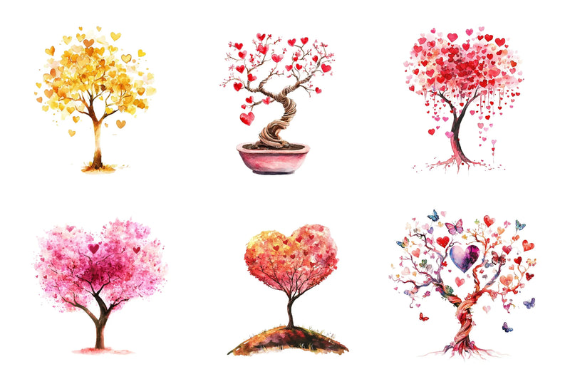 Spring Hearts Tree Clipart Bundle - CraftNest - Digital Crafting and Art