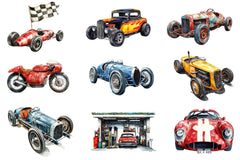 Vintage Old Race Car Clipart Bundle - CraftNest - Digital Crafting and Art