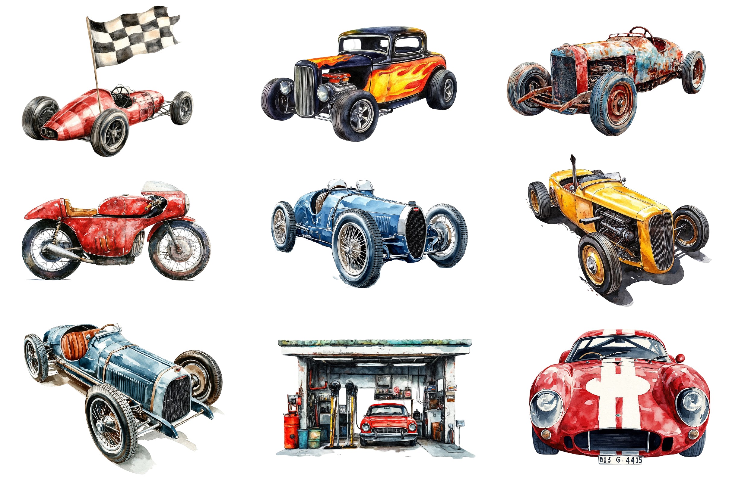 Vintage Old Race Car Clipart Bundle - CraftNest - Digital Crafting and Art