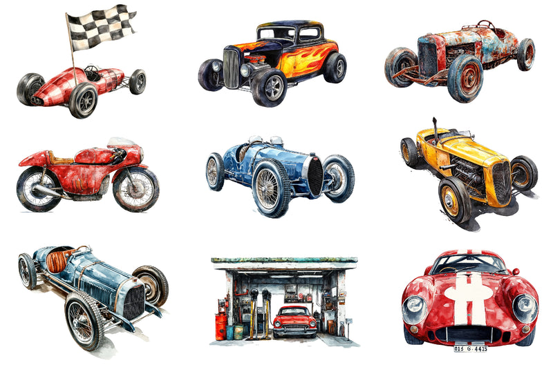 Vintage Old Race Car Clipart Bundle - CraftNest - Digital Crafting and Art