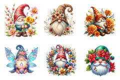 Birth Month Flower Gnome Clipart Bundle - CraftNest - Digital Crafting and Art