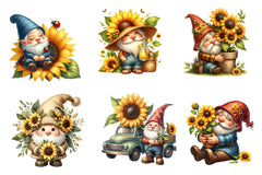 Sunflower Gnomes Clipart Bundle 1 - CraftNest - Digital Crafting and Art