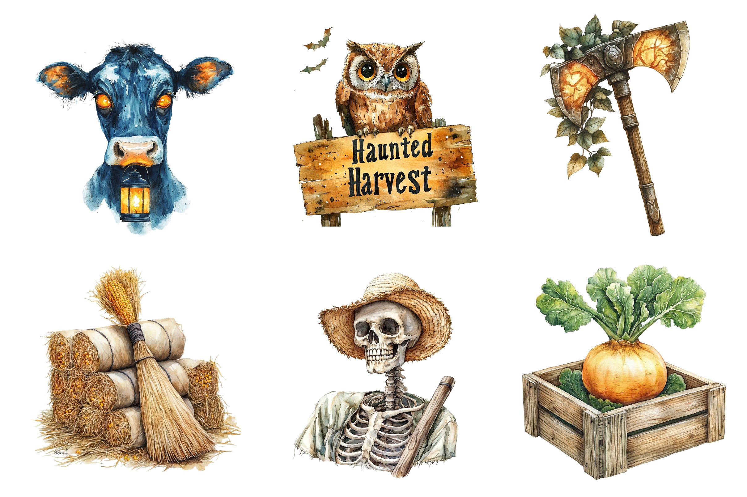 Antique Farming In Halloween Clipart Bundle - CraftNest - Digital Crafting and Art