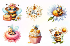 Cute Bee Summer Clipart Bundle - CraftNest - Digital Crafting and Art