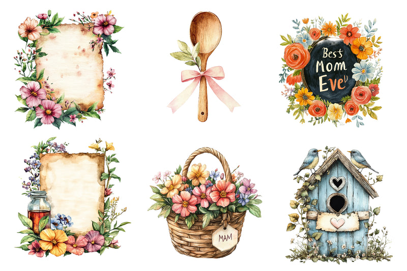 Rustic Mothers Day Clipart Bundle - CraftNest - Digital Crafting and Art