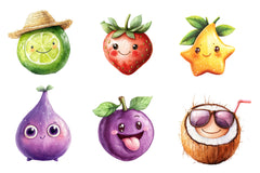 Cute Fruit Kawaii Fruits Clipart Bundle - CraftNest - Digital Crafting and Art