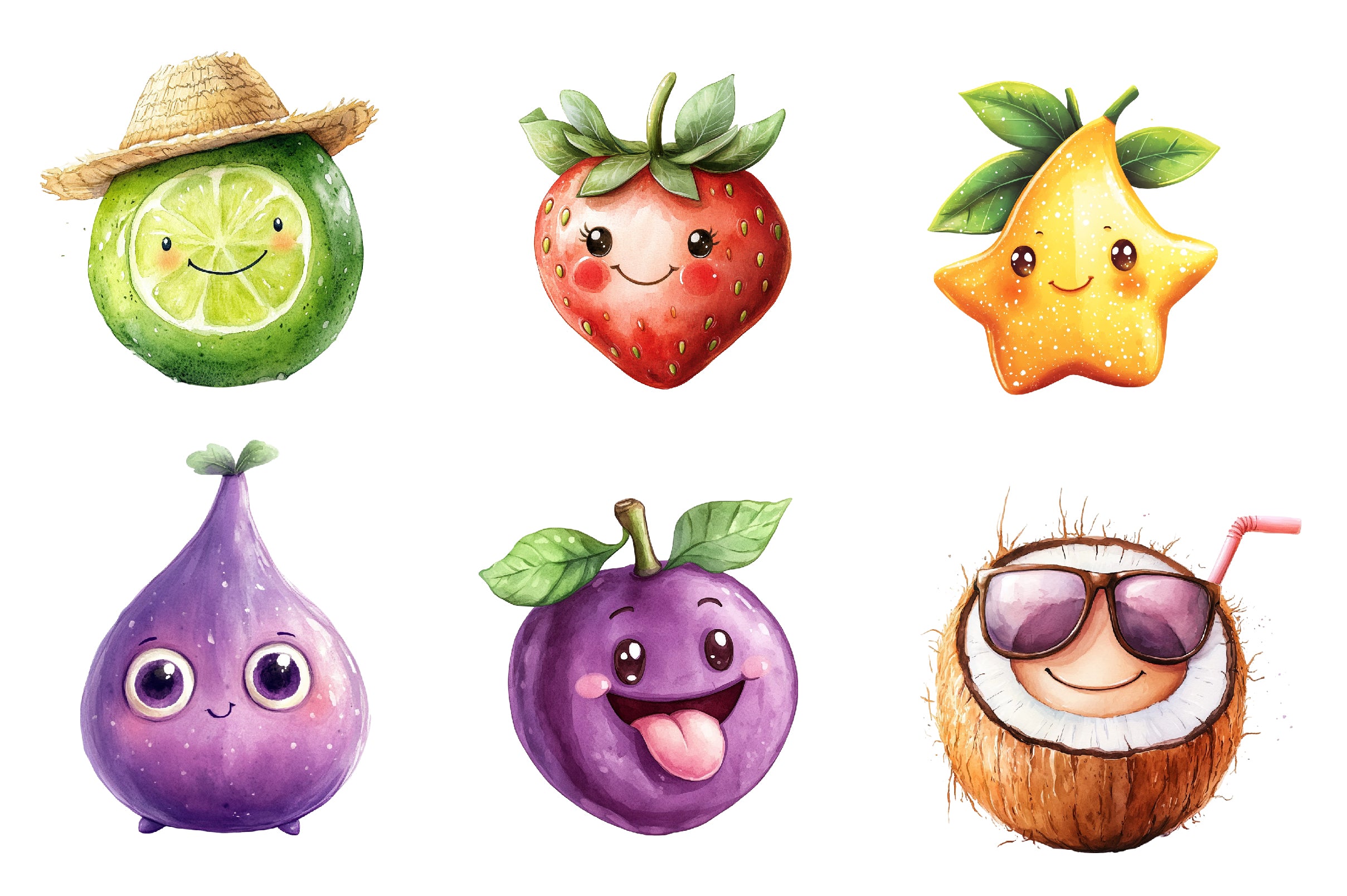 Cute Fruit Kawaii Fruits Clipart Bundle - CraftNest - Digital Crafting and Art