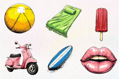 Retro Pop Art Comic Summer Clipart Bundle - CraftNest - Digital Crafting and Art